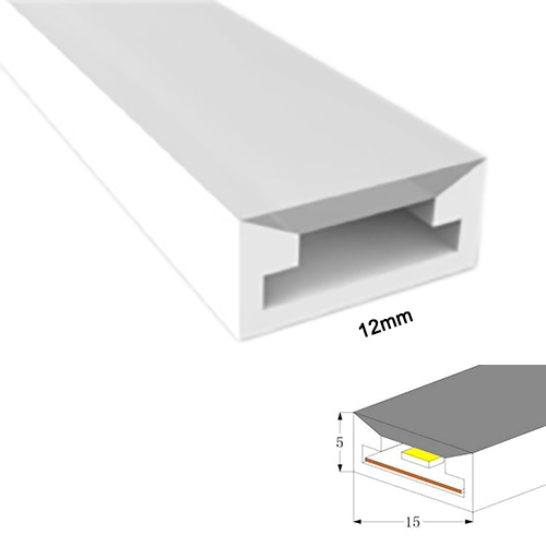 Anti-glare Silicone Sleeve Flexible LED Channel For 12mm LED Light Strips - 05*15mm 120° Top Emitting